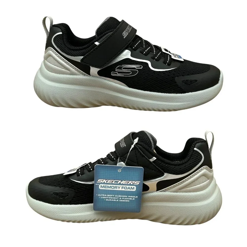 Skechers Little Boys Athletic Slip-on Sneaker Sz 12 Black Gray Lightweight Shoes